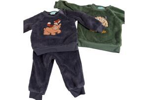 Pekkle Baby Boys 12M Fleece Outfit Bundle Sweatshirts Pants Animals